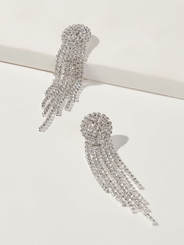 SXY Rhinestone Tassel Design Earrings