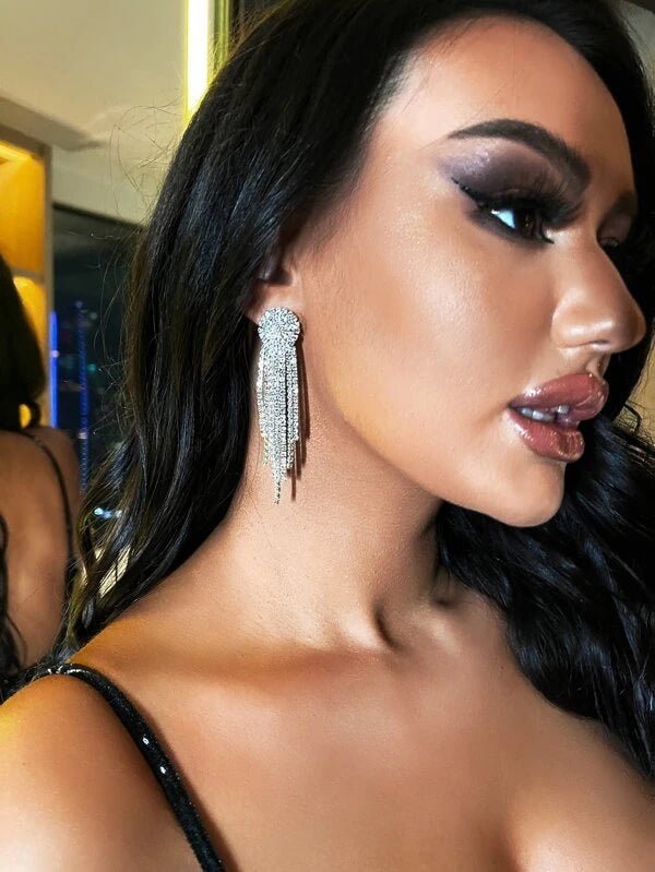 SXY Rhinestone Tassel Design Earrings