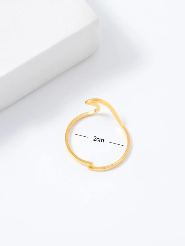 1pc Fashionable Stainless Steel Wave Design Ring For Women For Daily Decoration