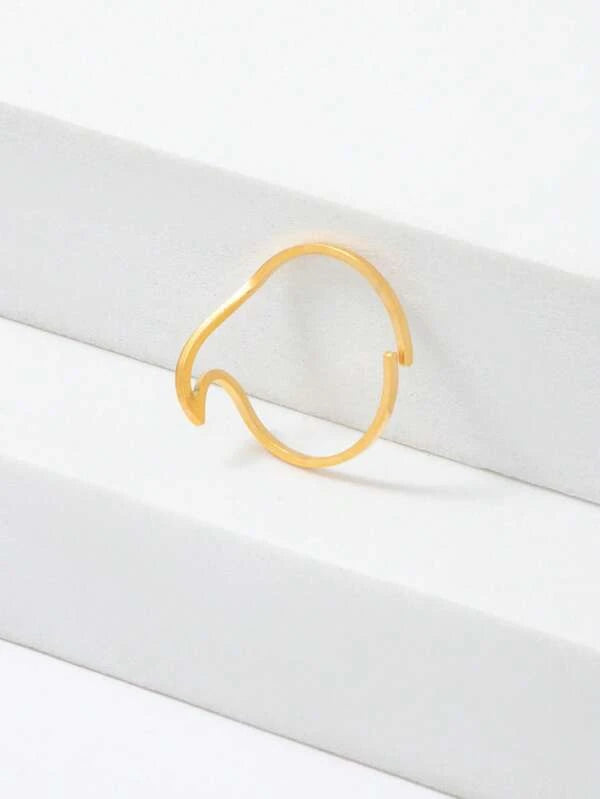 1pc Fashionable Stainless Steel Wave Design Ring For Women For Daily Decoration