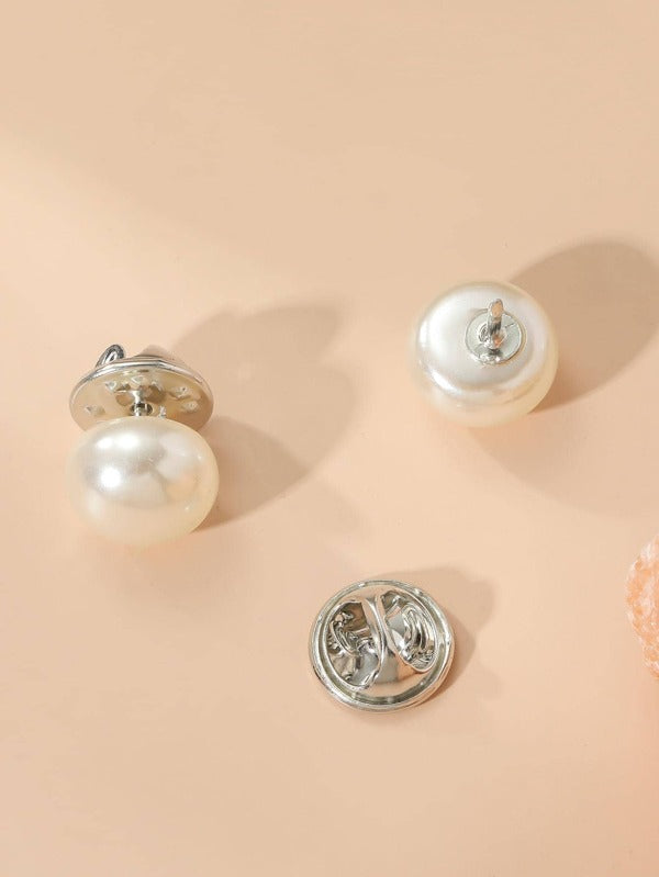 2pcs/set Faux Pearl Decor Brooch
