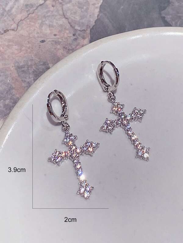 1pair Y2K Gothic Rhinestone Stud Earrings