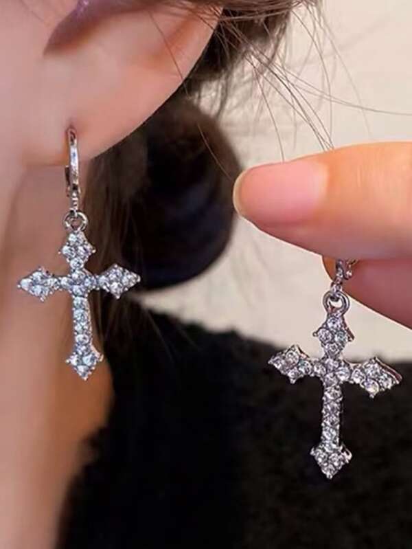 1pair Y2K Gothic Rhinestone Stud Earrings