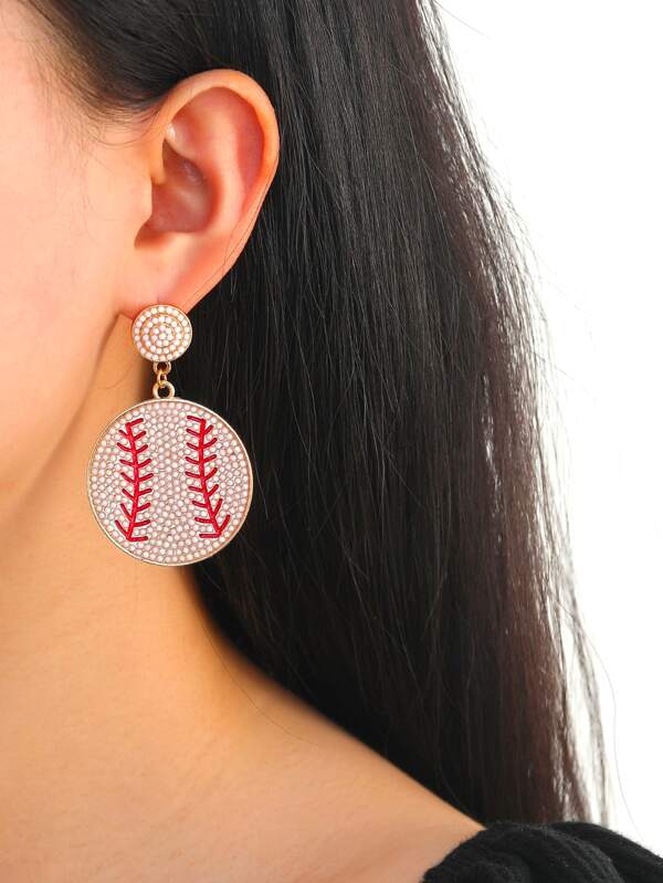 1pair Bohemian Style Resin Pearl Baseball Earrings, Ideal Gift For Sports Fans