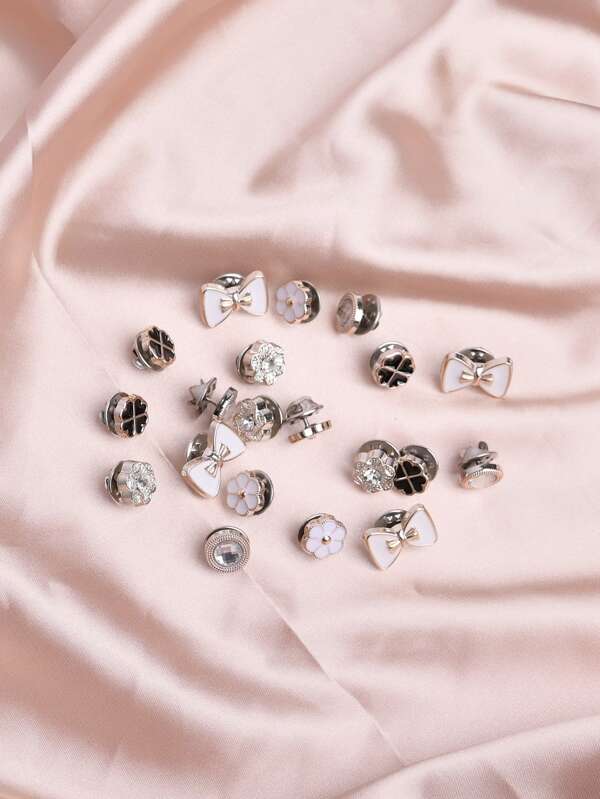 20pcs/set Flower & Bow Decor Brooch