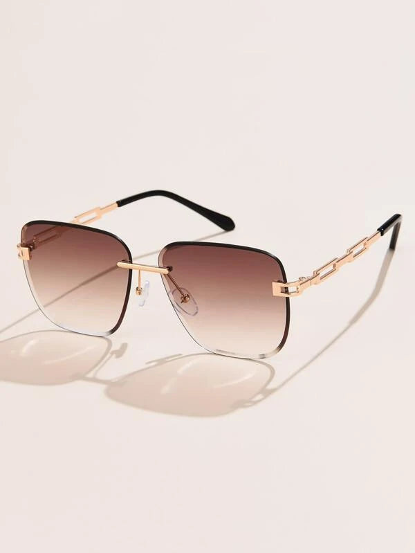 1pc Tinted Lens Rimless Fashion Glasses For Daily Life