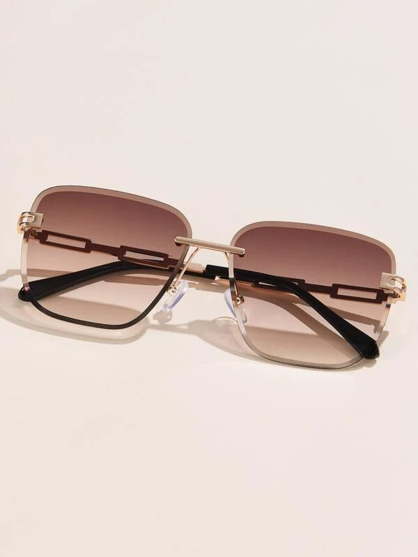 1pc Tinted Lens Rimless Fashion Glasses For Daily Life