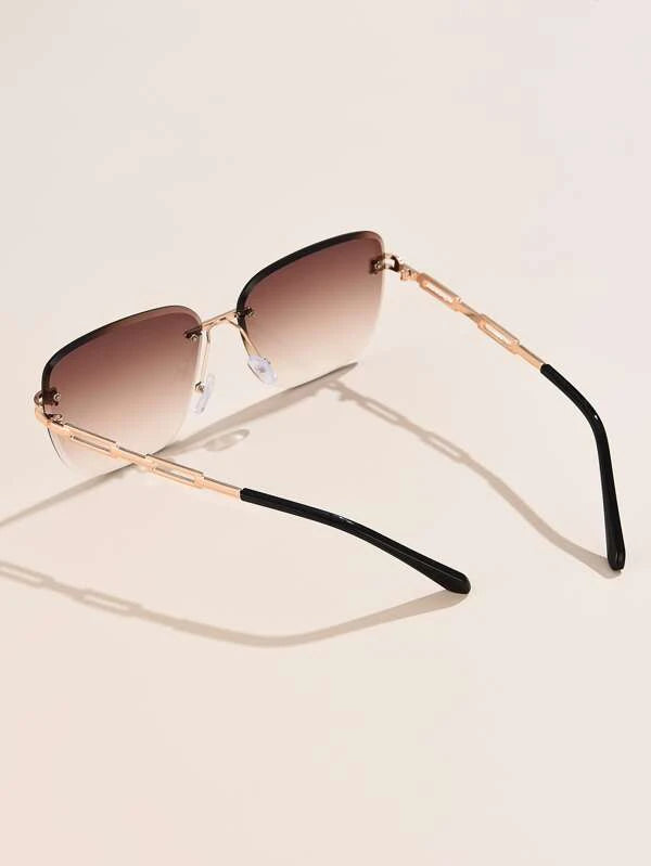 1pc Tinted Lens Rimless Fashion Glasses For Daily Life