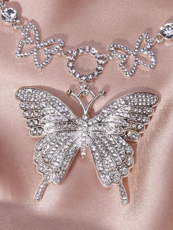 Rhinestone Butterfly Charm Bracelet