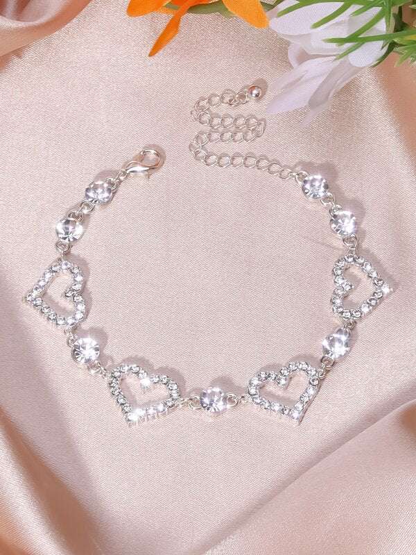 Rhinestone Heart Decor Bracelet