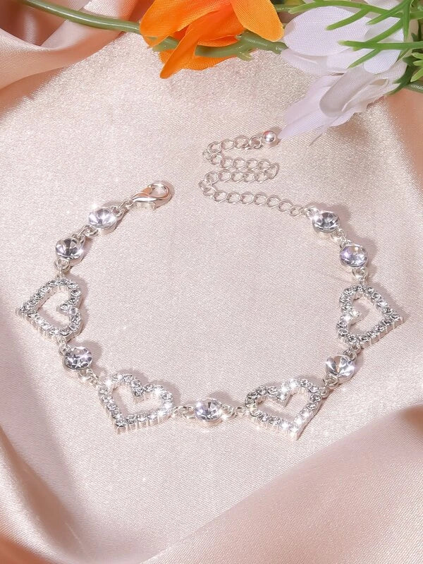 Rhinestone Heart Decor Bracelet