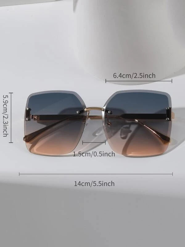 Ombre Lens Rimless Fashion Glasses for Daily Life or summer travel