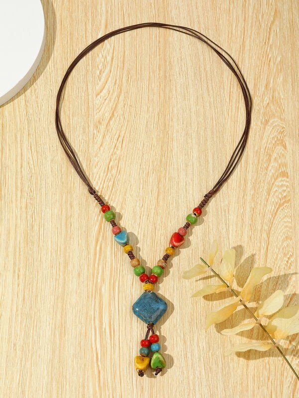 Bead Decor Y Lariat Necklace