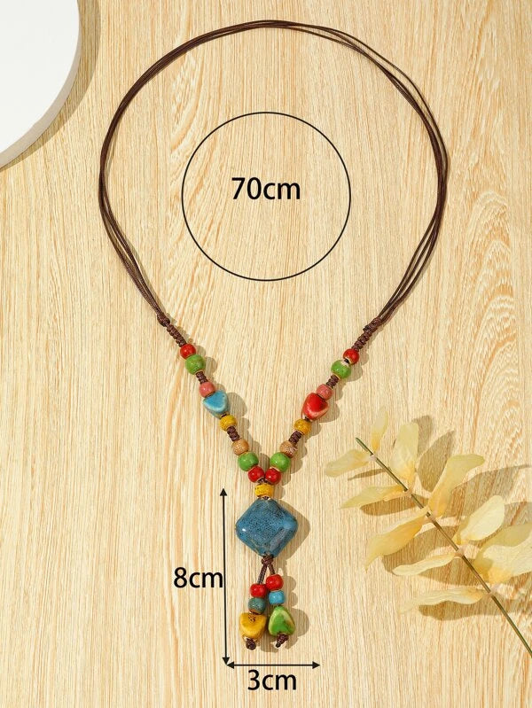 Bead Decor Y Lariat Necklace