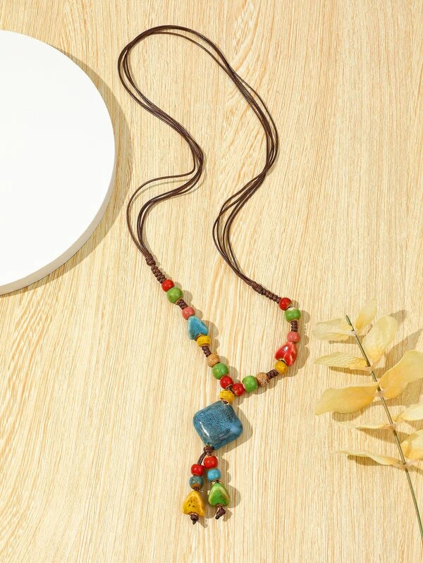 Bead Decor Y Lariat Necklace