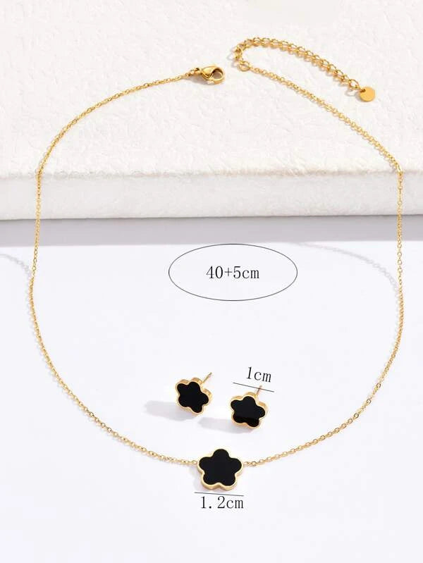 3pcs Flower Decor Jewelry Set