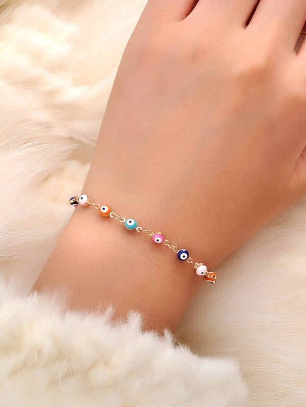 1pc Random Color Evil Eye Decor Bracelet Copper Jewelry