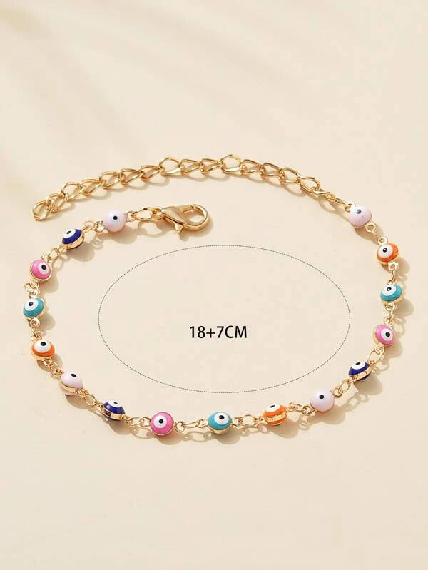 1pc Random Color Evil Eye Decor Bracelet Copper Jewelry