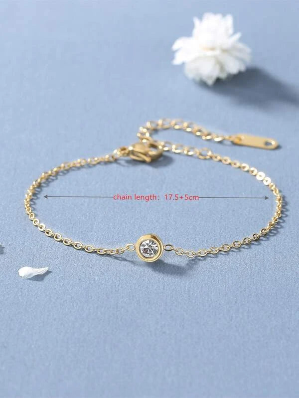 1pc Fashion Stainless Steel Rhinestone Decor Bracelet For Women For Daily Decoration