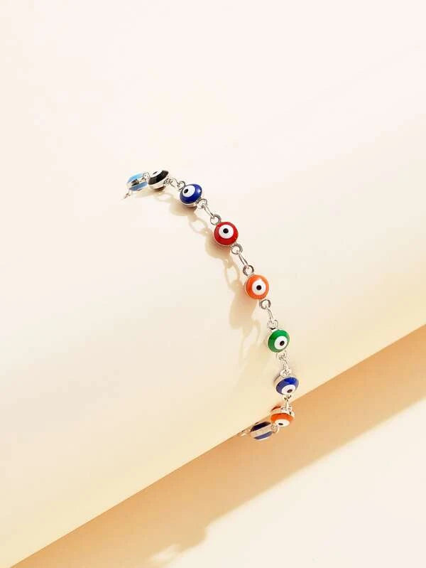 1pc Random Color Evil Eye Decor Bracelet Copper Jewelry