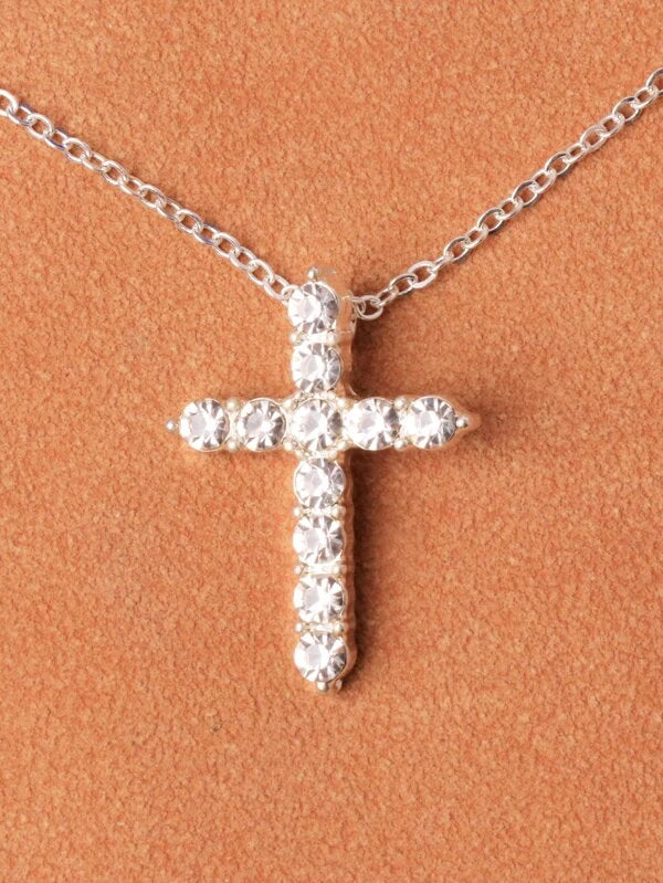 Rhinestone Cross Charm Necklace