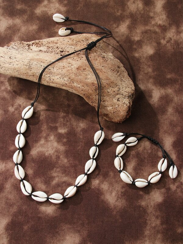 Shell Decor Necklace & Bracelet