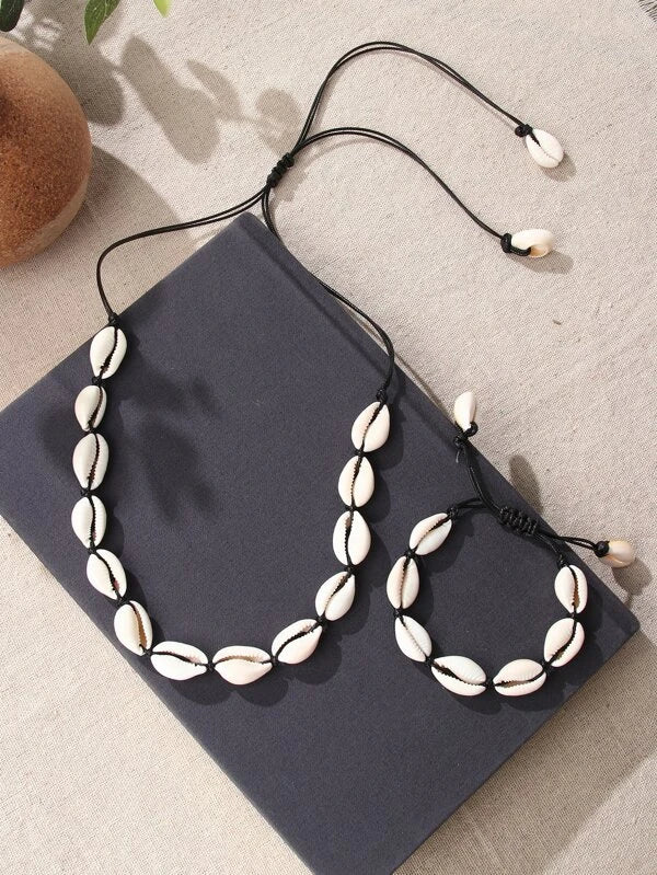 Shell Decor Necklace & Bracelet