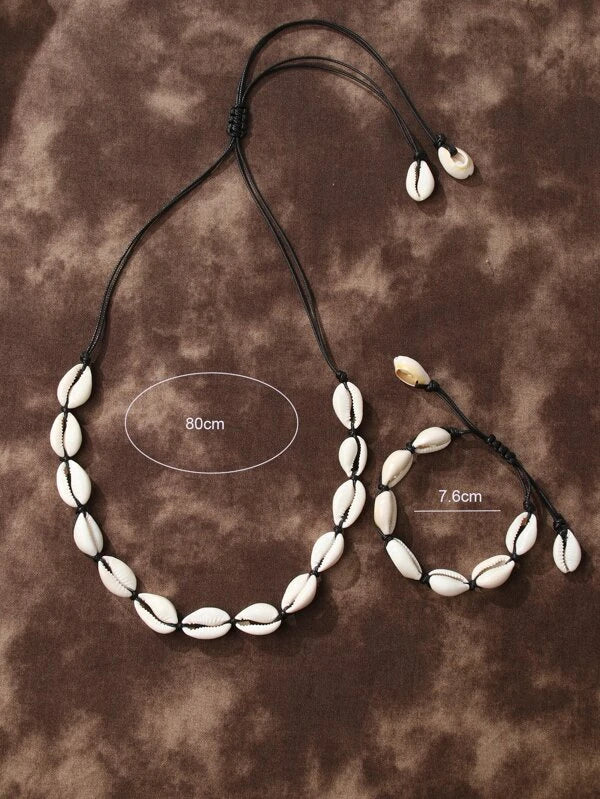 Shell Decor Necklace & Bracelet