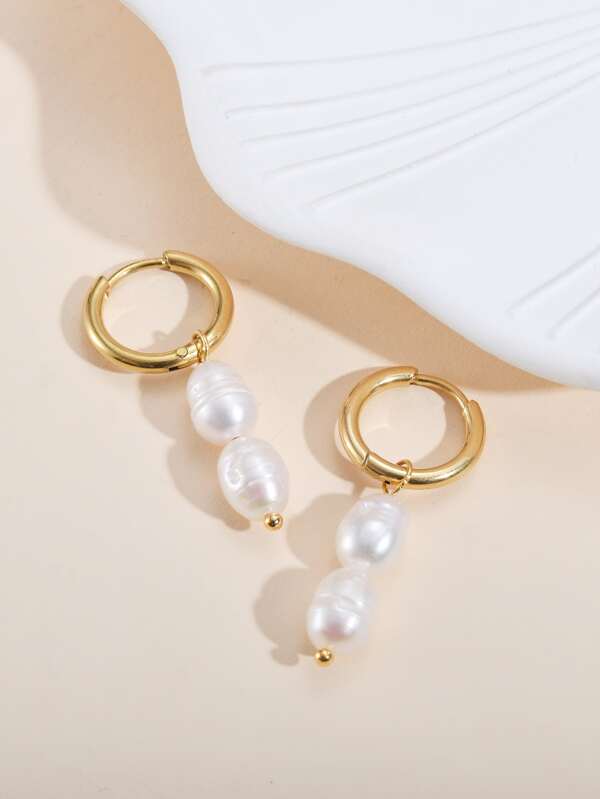 Faux Pearl Decor Drop Earrings