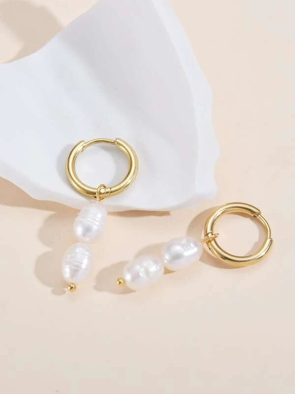 Faux Pearl Decor Drop Earrings