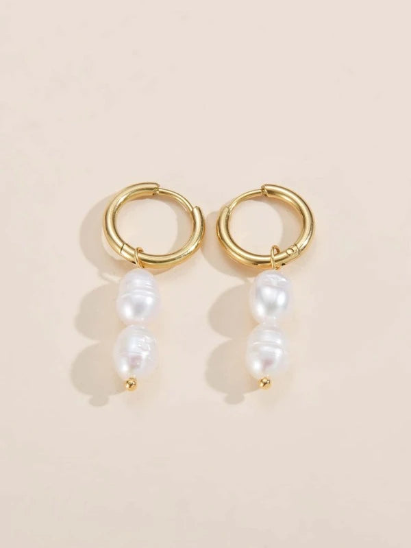 Faux Pearl Decor Drop Earrings