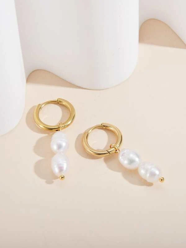 Faux Pearl Decor Drop Earrings