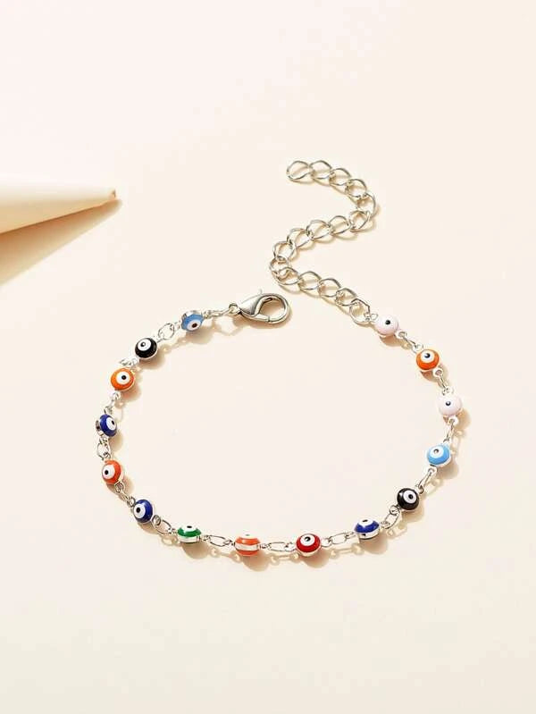 1pc Random Color Evil Eye Decor Bracelet Copper Jewelry