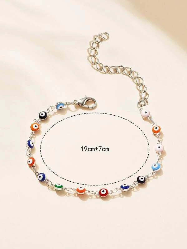 1pc Random Color Evil Eye Decor Bracelet Copper Jewelry