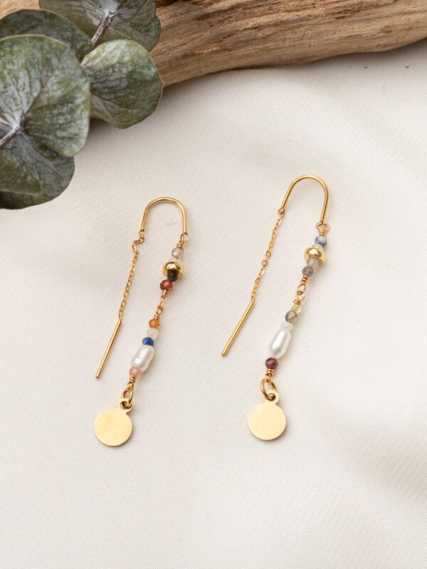 Disc Decor Threader Earrings