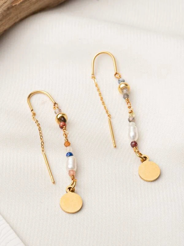 Disc Decor Threader Earrings