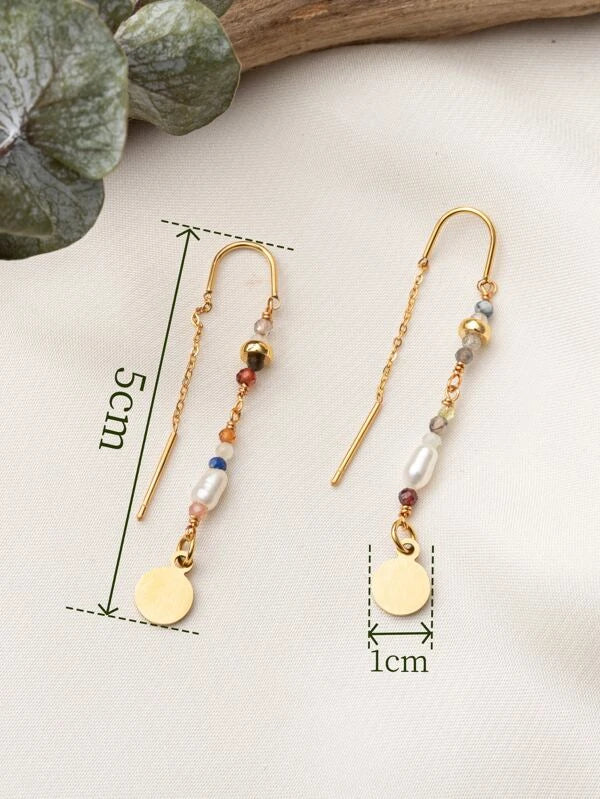 Disc Decor Threader Earrings