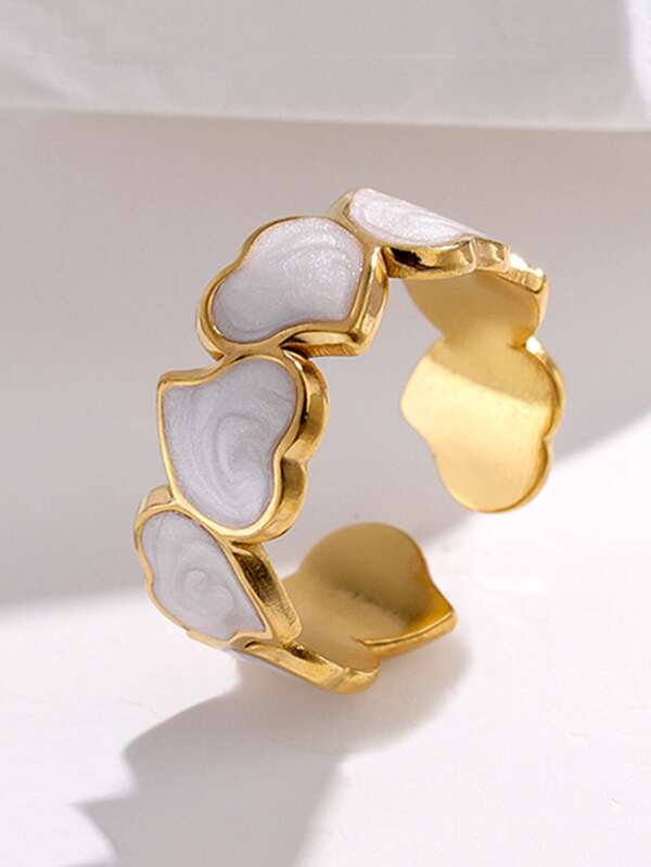 Heart Decor Cuff Ring