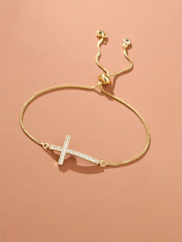 Rhinestone Cross Decor Bracelet