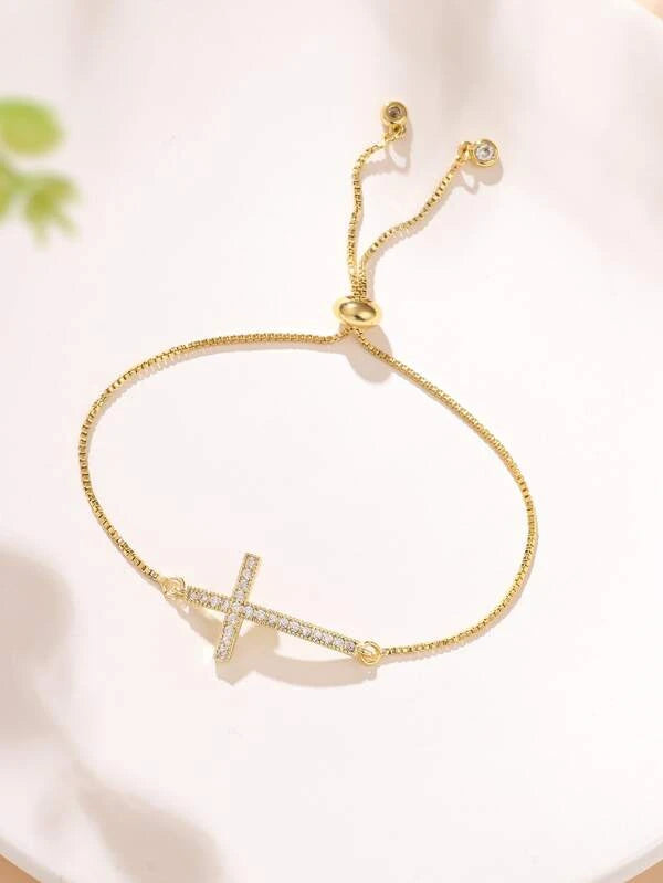 Rhinestone Cross Decor Bracelet