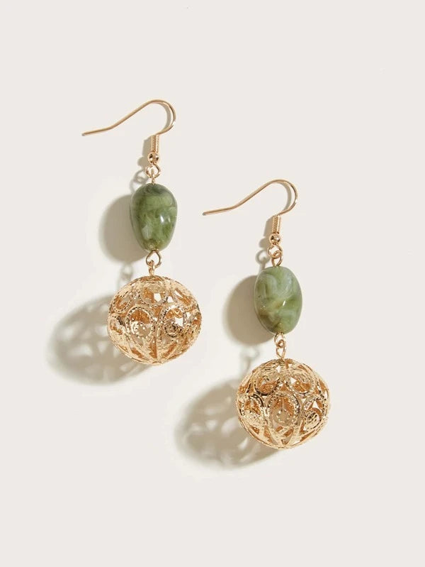 Random Color Hollow Out Ball Drop Earrings