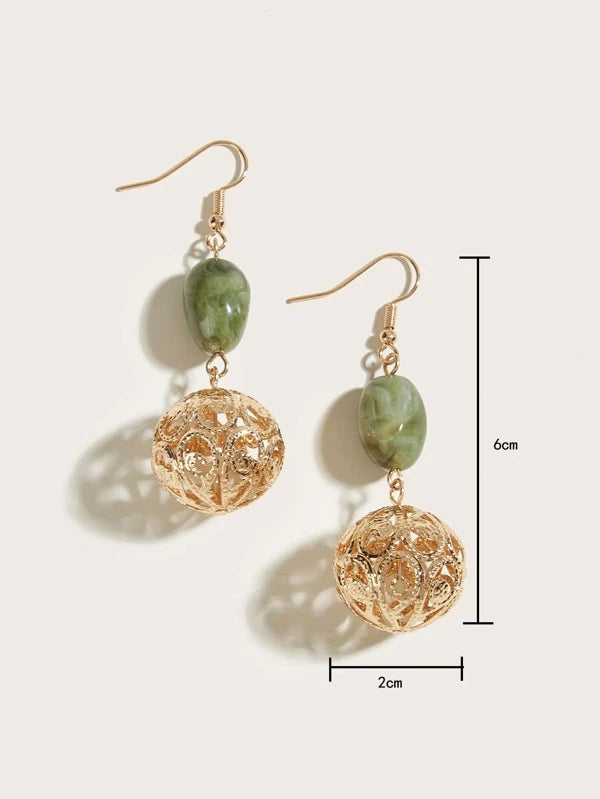 Random Color Hollow Out Ball Drop Earrings