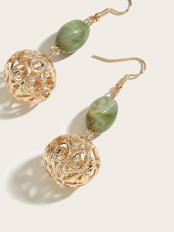 Random Color Hollow Out Ball Drop Earrings