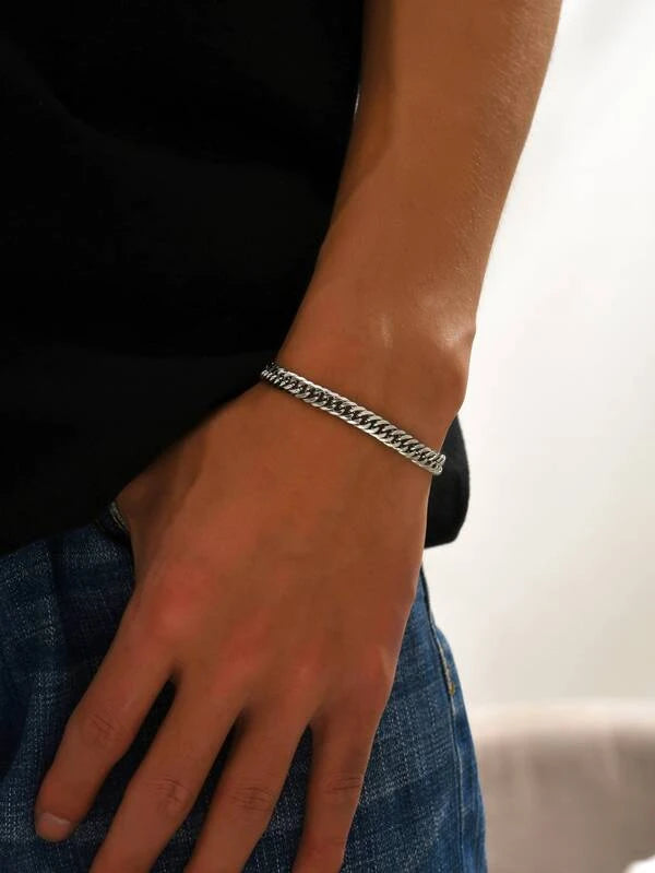 1pc Men Minimalist Chain Bracelet, Stainless Steel Jewelry