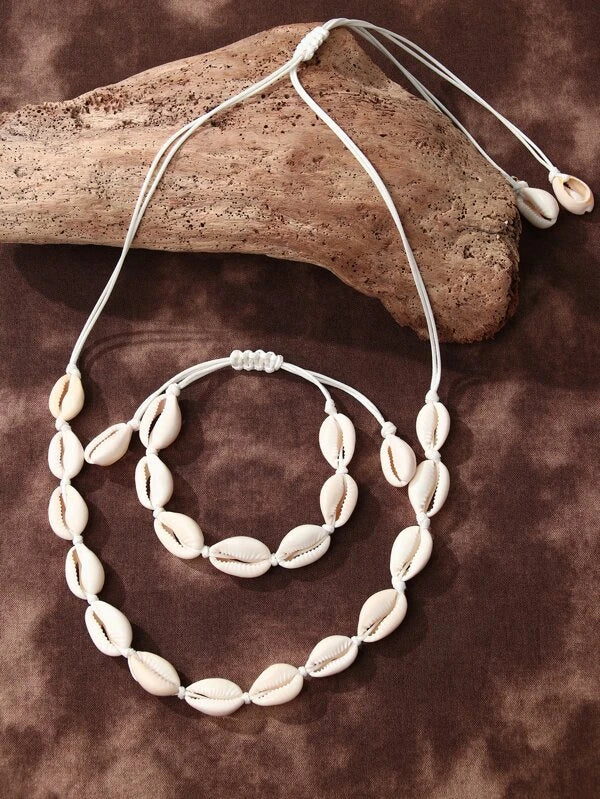 Shell Decor Necklace & Bracelet