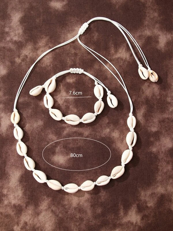 Shell Decor Necklace & Bracelet