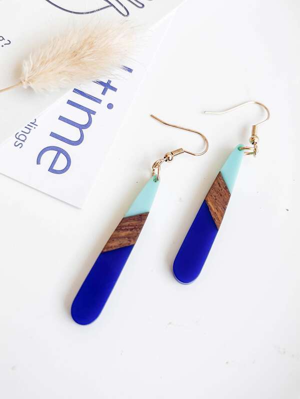 Color Block Geometric Drop Earrings