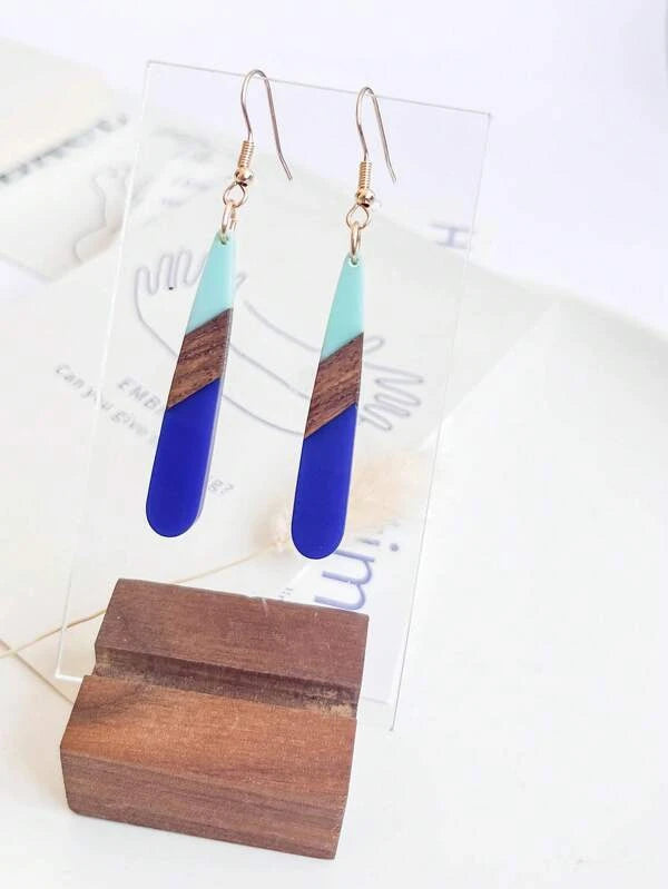 Color Block Geometric Drop Earrings