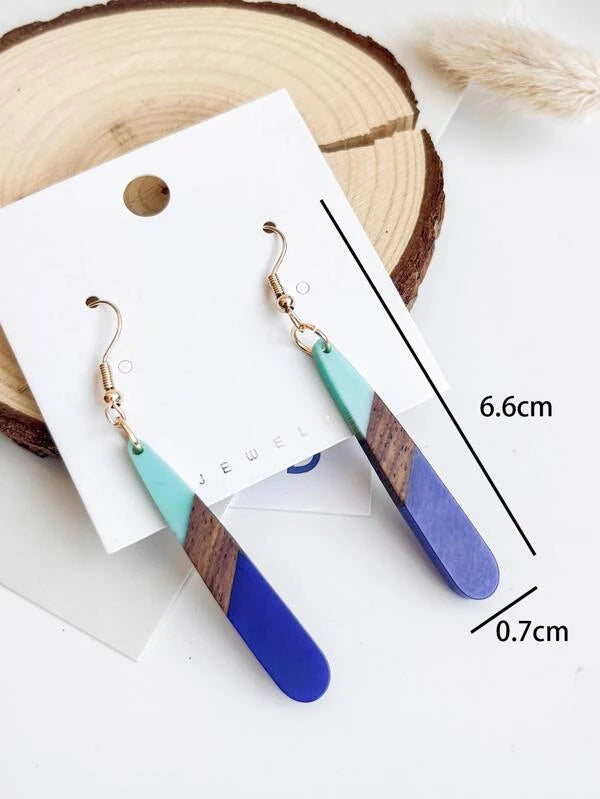 Color Block Geometric Drop Earrings