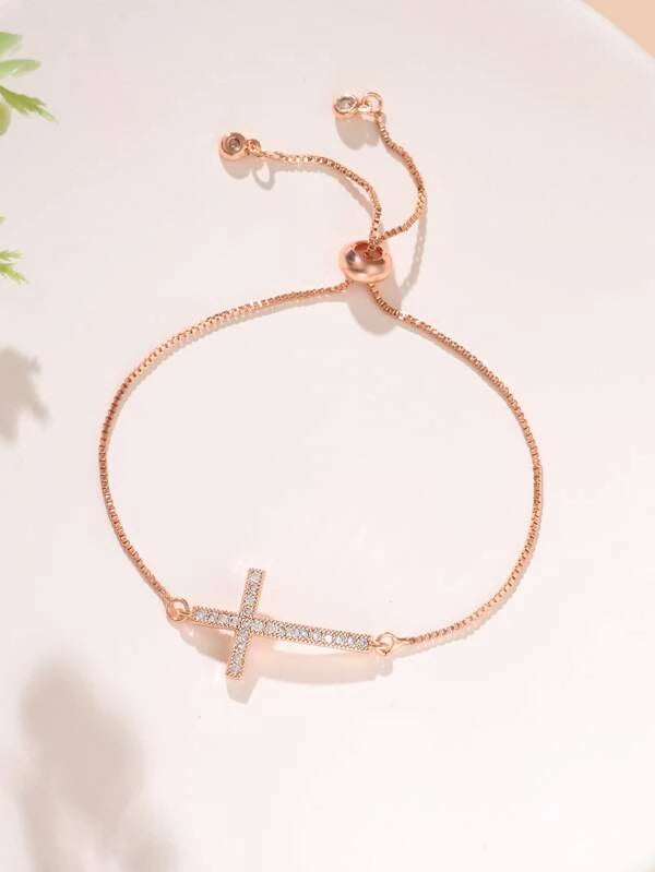 Rhinestone Cross Decor Bracelet